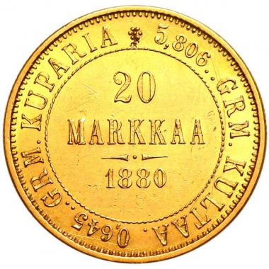 20 марок 1880 года. S. R1. ННР. MS62