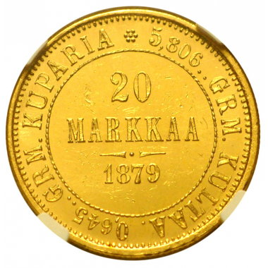 20 марок 1879 года. S. NGC MS64+
