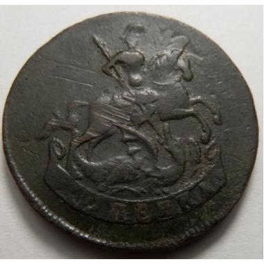 1 копейка 1758 года. Перечекан со шведской монеты