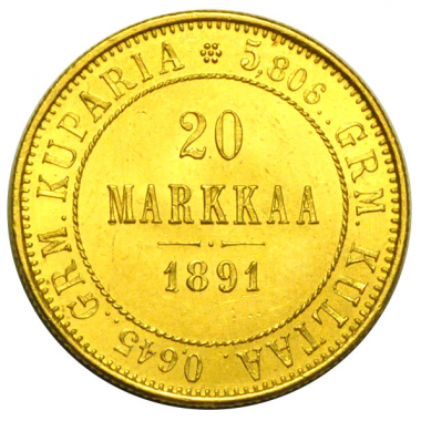 20 марок 1891 года L  ННР MS64